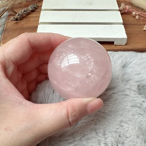 Rose Quartz Sphere - Picture 4 of 9